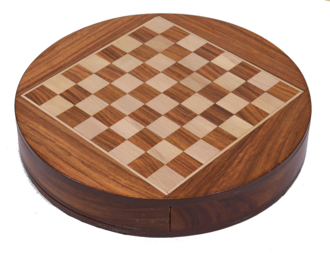 9″ Round Magnetic Chess Set with Storage Drawer
