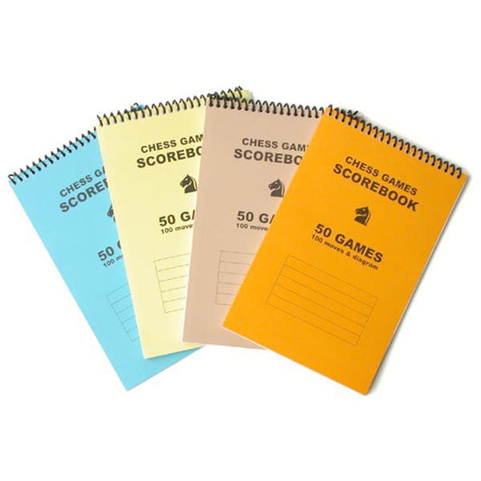 Softcover Spiral-Bound Chess Scorebook – 50 Games, 100 Moves with Diagram