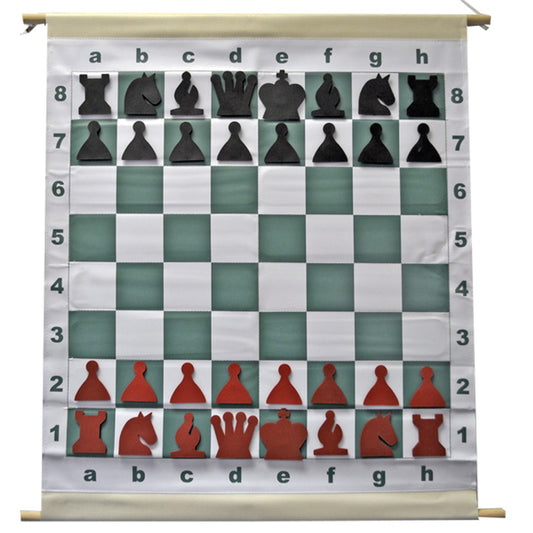 Magnetic Chess Demo Board with Red & Black Pieces and Carry Bag
