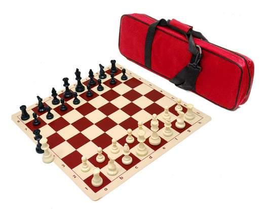 Silicone Tournament Chess Combo – Heavy Pieces, Silicone Board, and Tournament Bag (Choose Your Color)