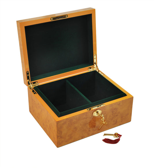 Burlwood Pattern Chess Storage Box – 4″ King Capacity