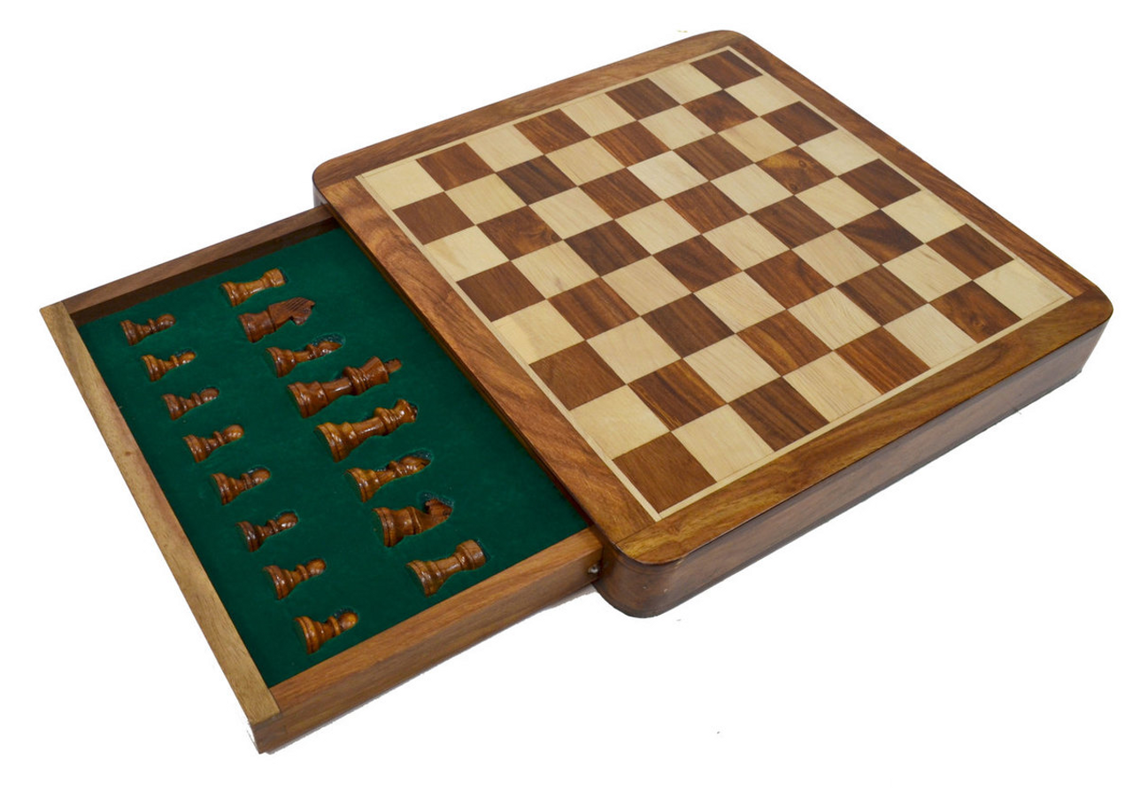 10" Magnetic Drawer Chess Set with Storage Slots