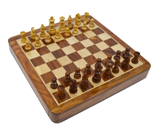 10" Magnetic Drawer Chess Set with Storage Slots