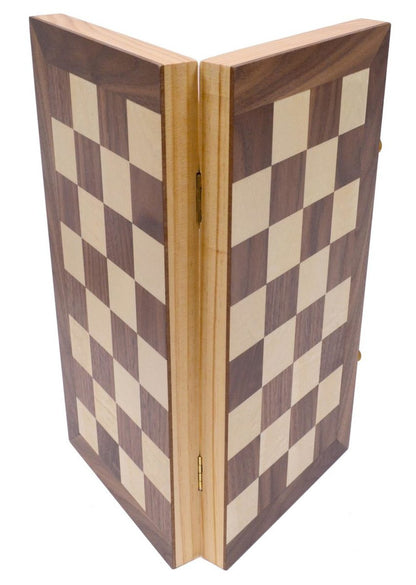 Heritage 15" Wooden Folding Chess Set – Built-In Storage