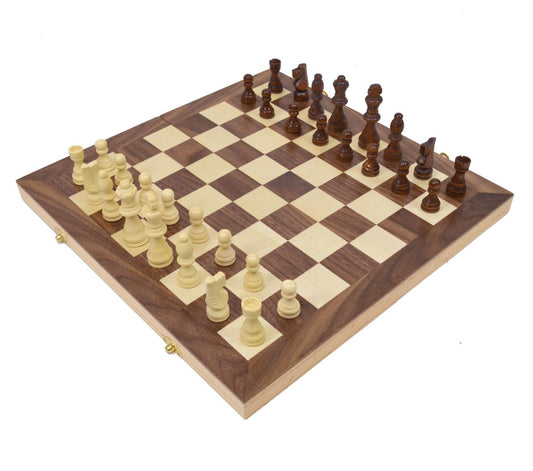Heritage 15" Wooden Folding Chess Set – Built-In Storage