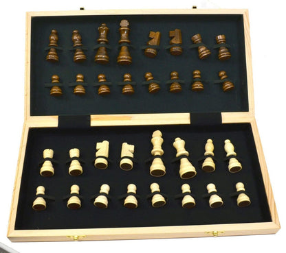 Heritage 15" Wooden Folding Chess Set – Built-In Storage