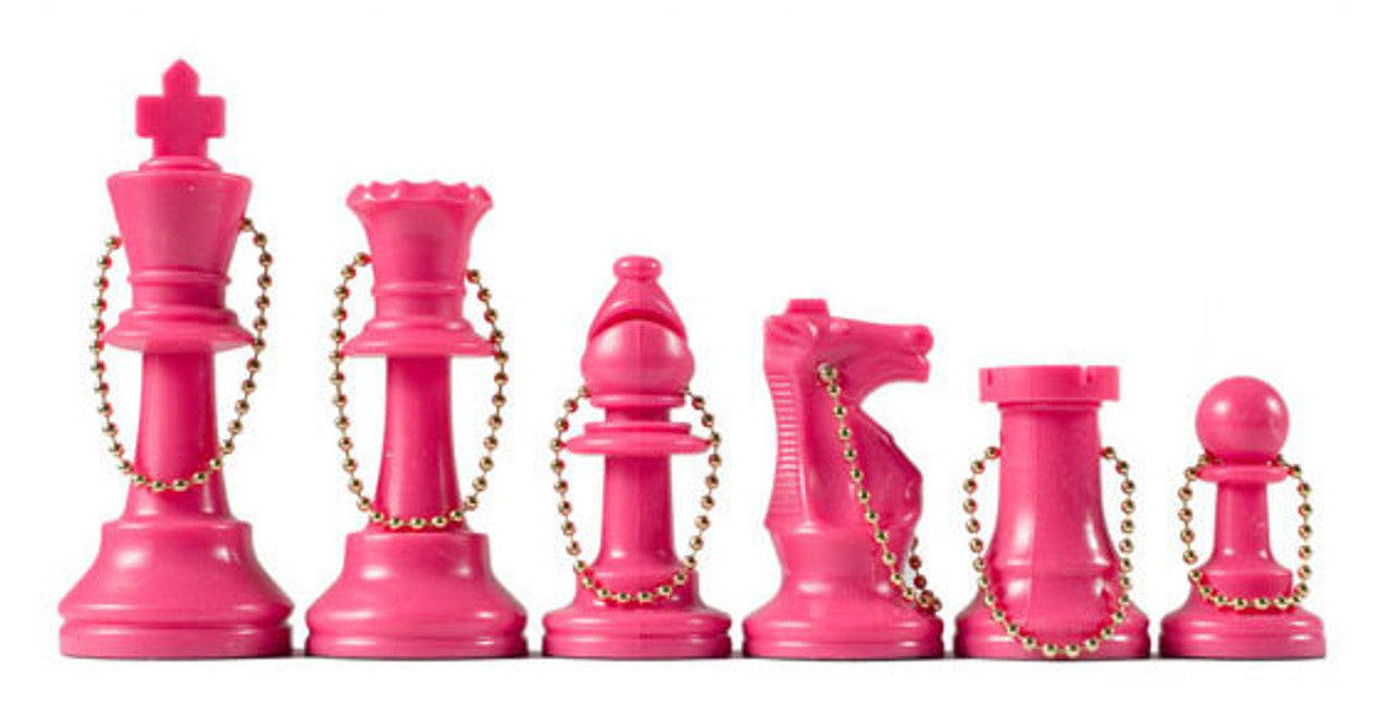 Chess Piece Keychain Set – 17 Pieces with Extra Queen and 4" Chain